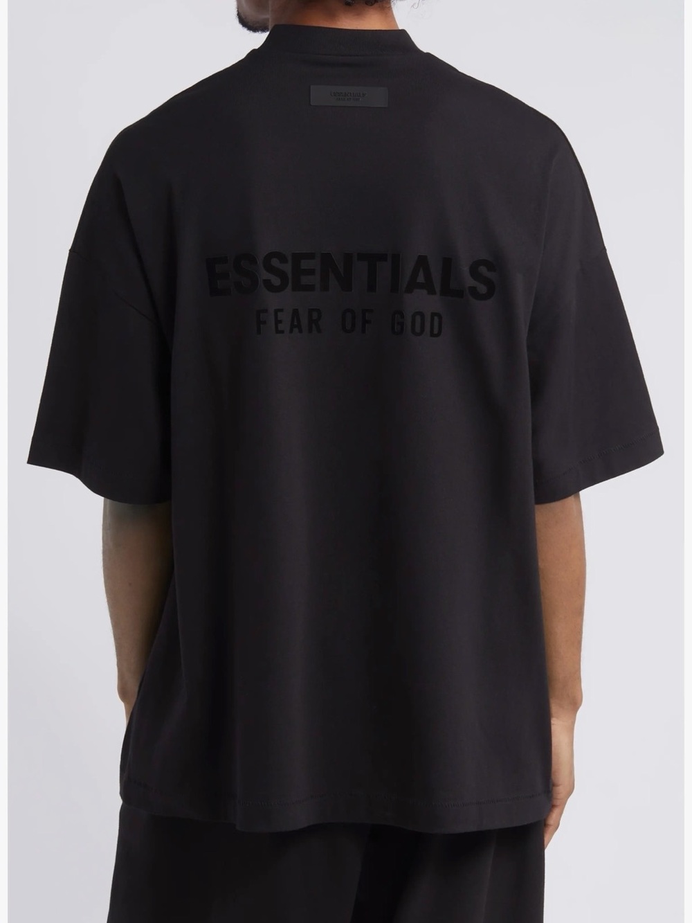 Fear of God ESSENTIALS Black Oversized V Neck Tee